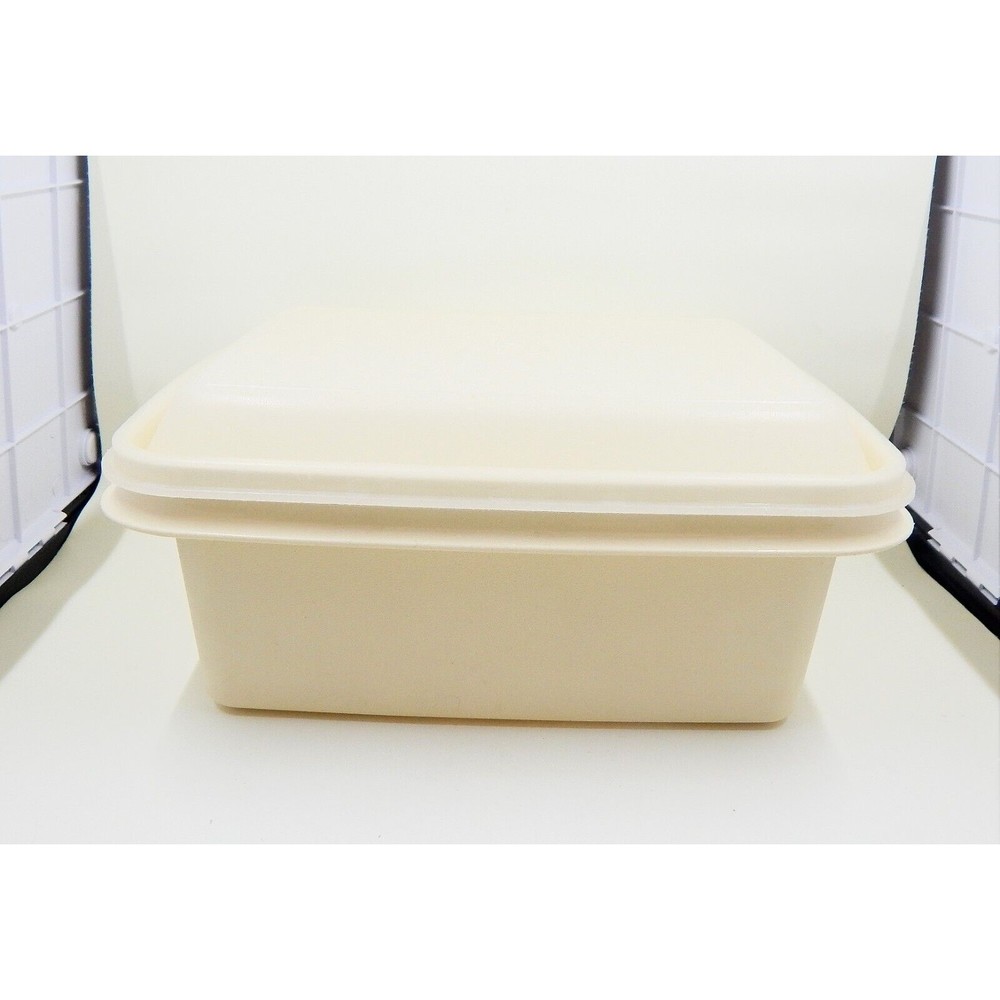 Tupperware Freeze N Save Ice Cream Keeper #1254 Almond with Sheer Lid #1255